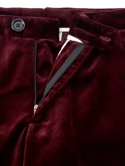 Fishtail Trousers Velvet Burgundy 11 Fishtail Trousers Velvet Burgundy -Oliver Spencer Store OSMT20dFlatFishtailTrousersVEL01BURVelvetBurgundy2