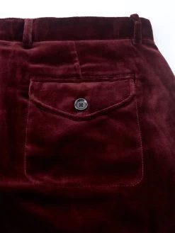 Fishtail Trousers Velvet Burgundy 12 Fishtail Trousers Velvet Burgundy -Oliver Spencer Store OSMT20dFlatFishtailTrousersVEL01BURVelvetBurgundy3