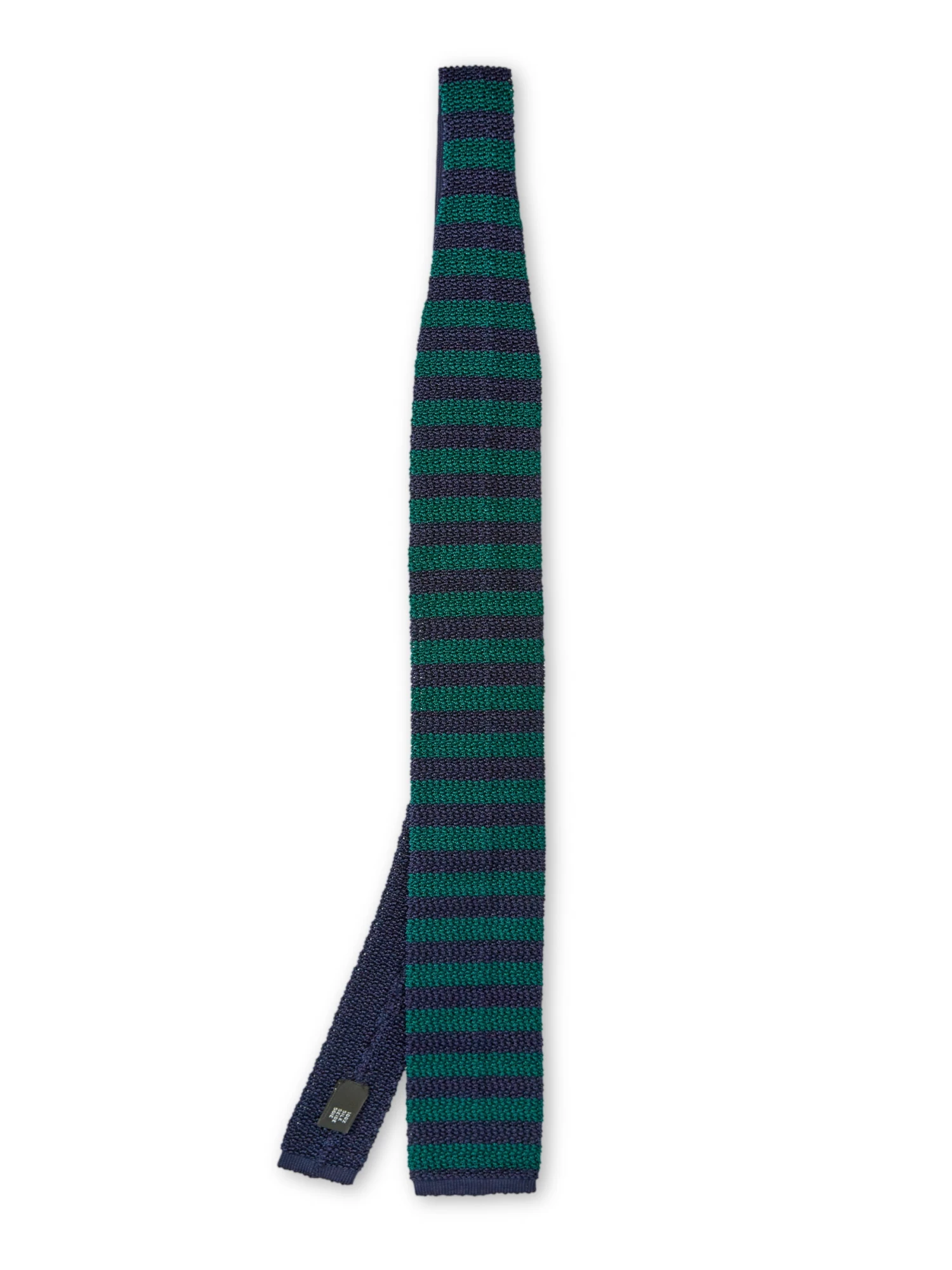 Silk Knitted Tie Navy/Green Stripe 1 Silk Knitted Tie Navy/Green Stripe