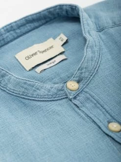 Grandad Shirt Kildale Indigo Light 8 Grandad Shirt Kildale Indigo Light -Oliver Spencer Store OSS126GrandadShirtKildaleIndigoLight 1 2
