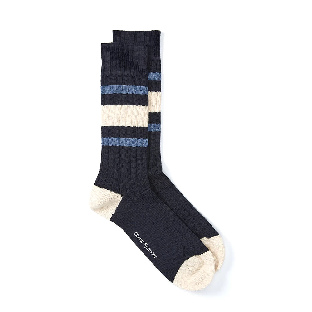 Polperro Socks Albion Navy/Cream 1 Polperro Socks Albion Navy/Cream